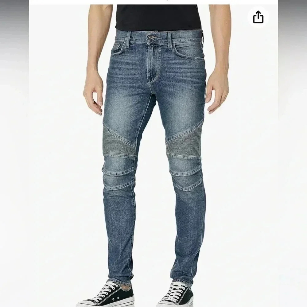 Hudson Ethan Biker Skinny Medium Wash Denim Jeans Size 42